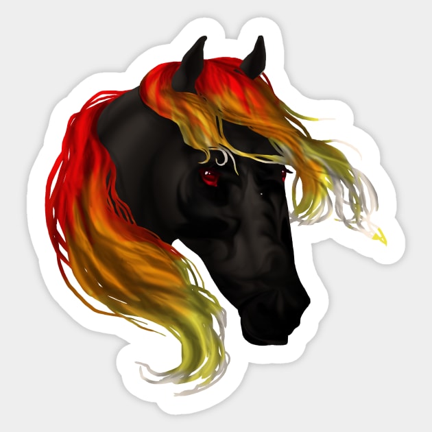 Horse Head - Hell Fire Steed Sticker by FalconArt